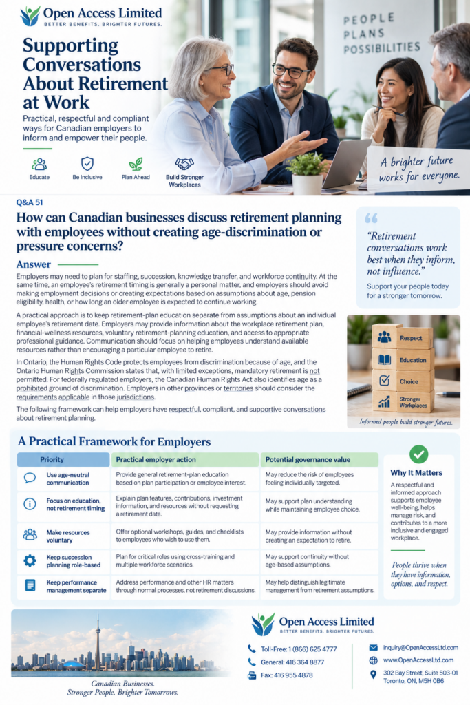 Retirement planning  convesation without age discrimination for Canadian employers