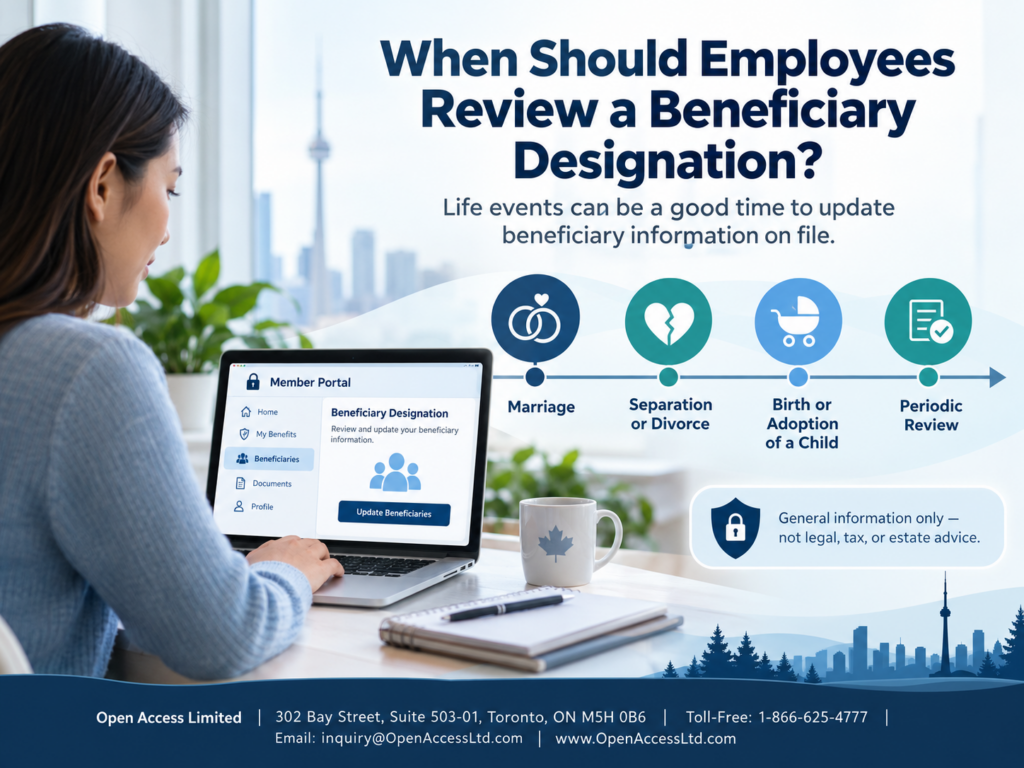 <!-- wp:image {"id":352,"sizeSlug":"large","linkDestination":"none"} -->
<figure class="wp-block-image size-large"><img src="https://employerretirementguide.com/wp-content/uploads/2026/10/ChatGPT-Image-Oct-13-2026-07_40_35-PM-2-1024x768.png" alt="Beneficiary designations review timeline showing marriage, separation or divorce, birth or adoption, and periodic workplace retirement plan review." class="wp-image-352"/></figure>
<!-- /wp:image -->