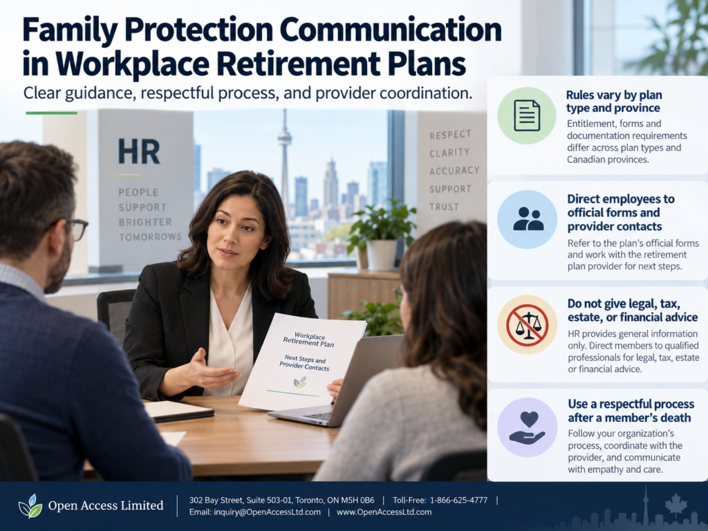 Beneficiary designations and family protection communication for Canadian employers using official forms, provider coordination, privacy safeguards, and qualified advice.